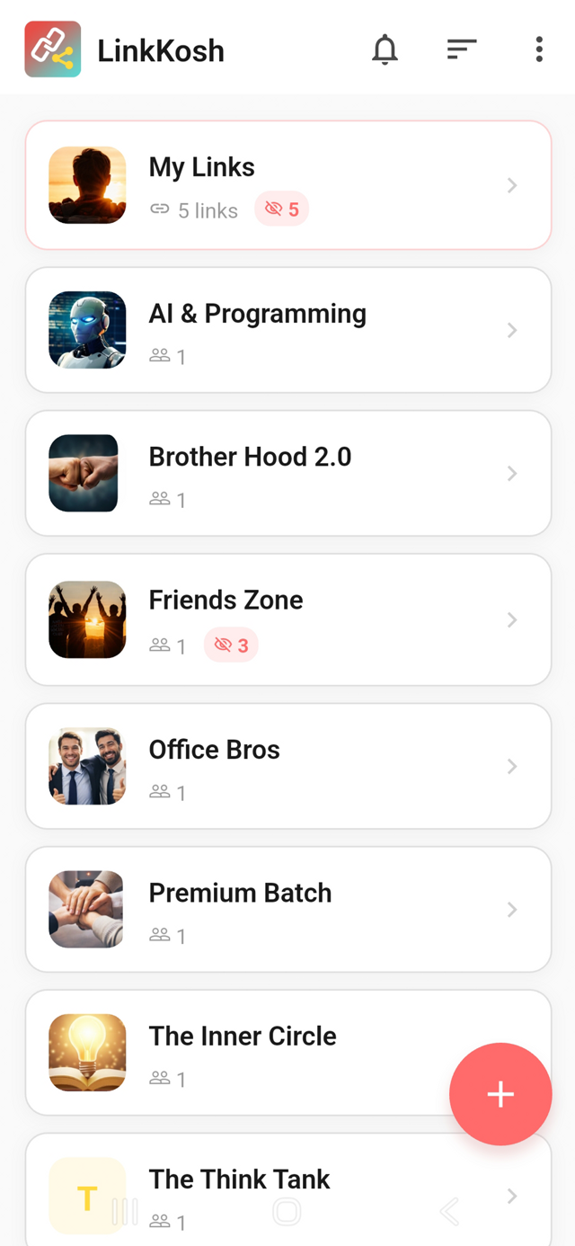 LinkKosh Home Dashboard