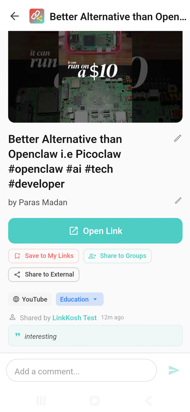 LinkKosh Link Detail View