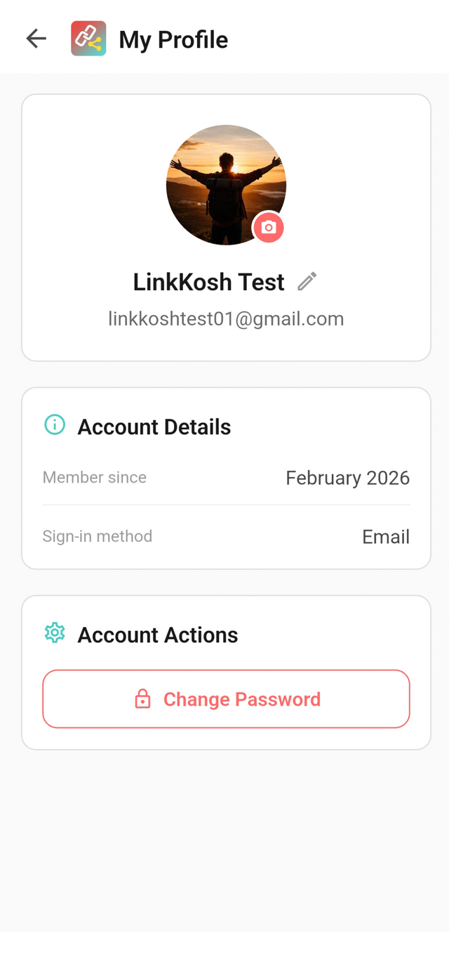LinkKosh Profile Screen