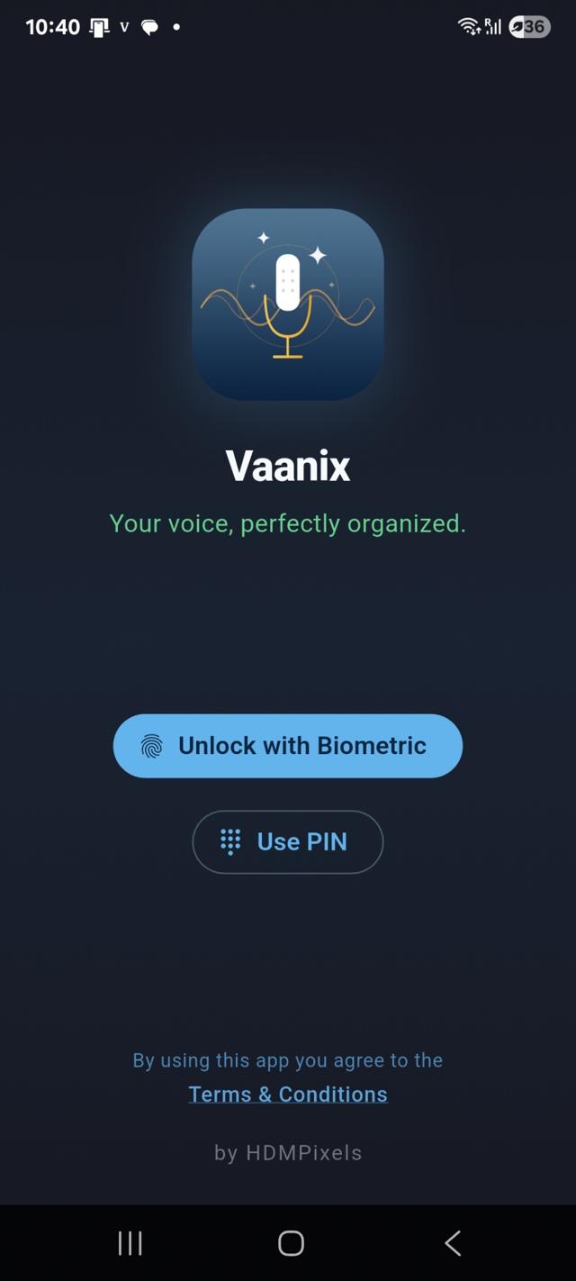 Vaanix App Lock Security Screen